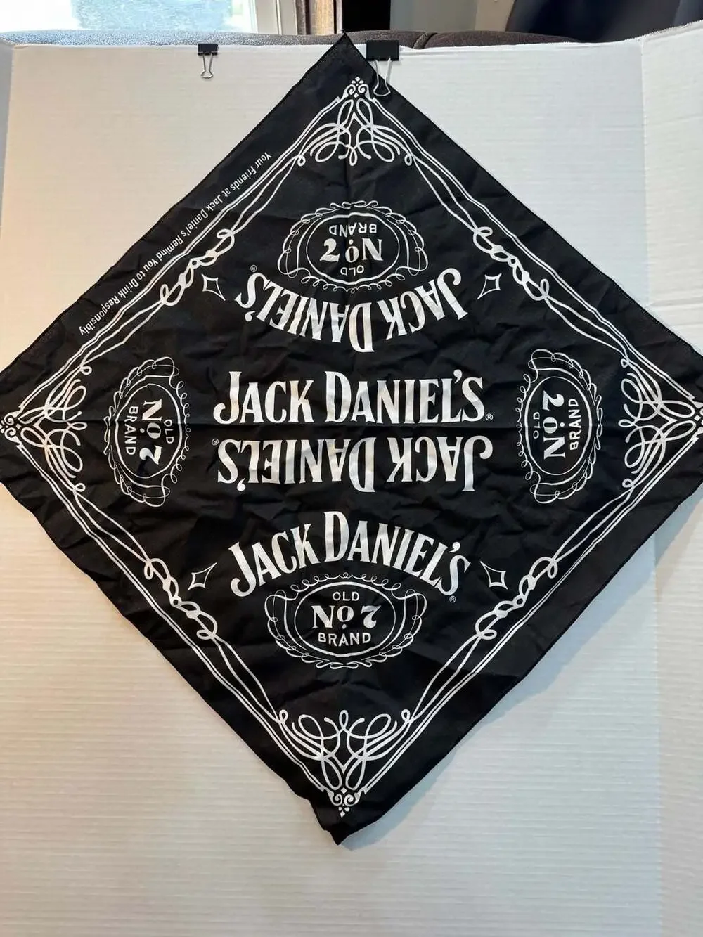 Jack Daniel's Old No. 7 Brand Black and White Bandana Scarf